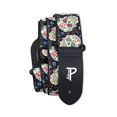Immagine di Perri&#039;s Leathers Ltd. Tracolla Per Chitarra Nylon Jacquard The Hope Collection Sugar Skulls Regolabile Chitarre Acustiche/Elettriche/Bassi Fabbricata in Canada (TWS 6802)