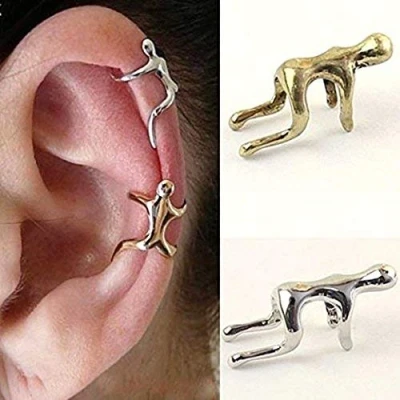Immagine di N / a Nigoz Orecchino clip per cartilagine forma di uomo che si arrampica argento creativo e utile, pratico conveniente, Metallo Argento, Nessuna pietra preziosa