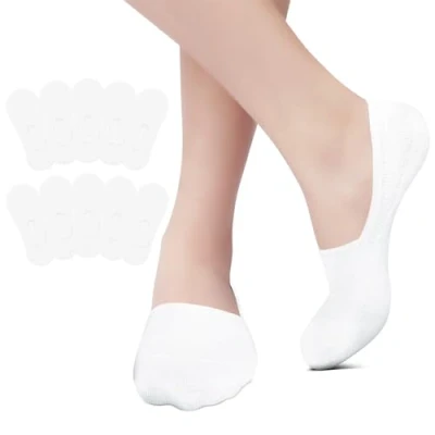 Immagine di EKSHER 10 paia di calzini per sneaker, invisibili, da uomo, in cotone, antiscivolo, mezze calze estive, x bianco, 43 46