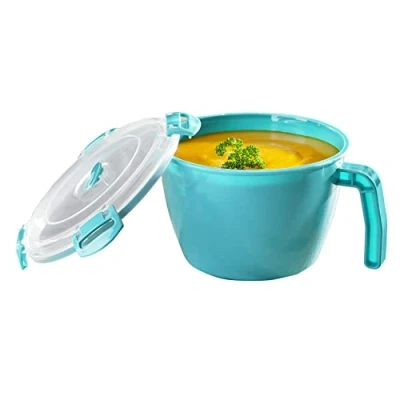 Immagine di Maximex Tazza per microonde 900 ml, coperchio con chiusura a clip e anello in silicone, lavabile lavastoviglie, resistente temperature da 20 +120 C, Ø 14 x 9,5 cm