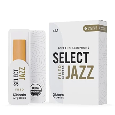 Immagine di D&#039;Addario Organic Select Jazz Filed Soprano Ance per Sassofono, Sax, La prima e unica Ancia Biologica, 4 Medio, 5 Pacchetto