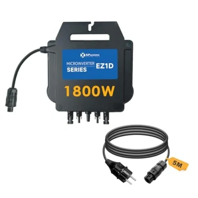 Immagine di APsystems® EZ1D Micro inverter da 1800 W con WiFi integrato e Bluetooth relè VDE, plug &amp; play, ideale per centrali elettriche balcone (con cavo di collegamento)