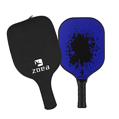 Immagine di ZOEA Racchetta da pickleball, in grafite, con superficie fibra di carbonio e nucleo composito a nido d&#039;ape polimero, per esterni interni, resistente leggera (blu pieno)