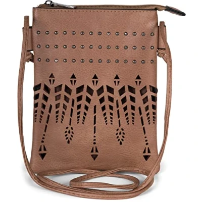 Immagine di styleBREAKER borsa a tracolla da donna, stile etnico e borchie, tracolla, mano, 02012260, marrone, taglia unica
