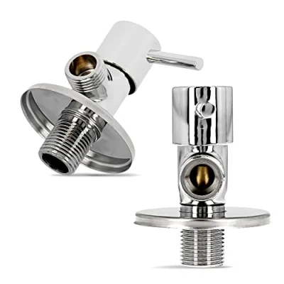 Immagine di Maniglia Controllo Rubinetto Angolo Valvola Angola 1/2&#039;&#039; x 3/8&#039;&#039; Testa Ceramica Cucina Bagno Connettore Muro Ottone Cromato