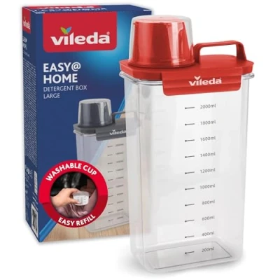 Immagine di Vileda contenitore per detersivo, 2300 ml, rosso, pratico con misurino dosaggio preciso, ermetico e salvaspazio