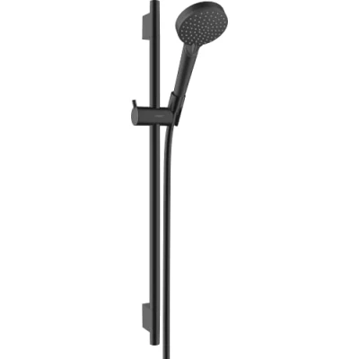 Immagine di hansgrohe Vernis Blend, set doccia a risparmio idrico, con tubo flessibile e asta da 0,65 m, doccetta 2 getti, nero opaco