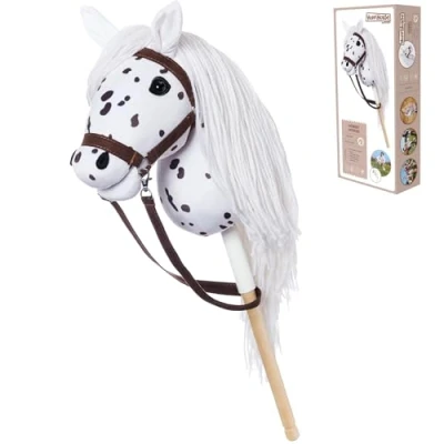 Immagine di HOPPIHORSE Edizione Sportiva Hobby Horse A3, Cavallo con Bastone Cavezza, redini, Tracolla, Coda e Impugnatura in Silicone, di Alta qualità Peluche Una Confezione Regalo