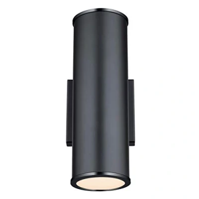 Immagine di Westinghouse Lighting 6581240 Apparecchiatura da parete esterno LED dimmerabile Marius a due luci con luce rivolta verso l’alto e il basso, finitura nera opaca vetro smerigliato