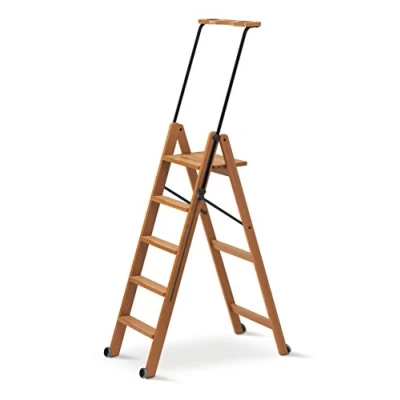 Immagine di Scala 5 gradini TUSCANIA 170/5, Legno Chiudibile Con sistema di sicurezza Finitura Ciliegio Arredamenti Italia