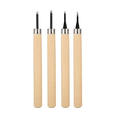 Immagine di 4pcs Scalpelli per Legno, Coltello da Intaglio del Legno Strumenti di Timbro Gomma 1#