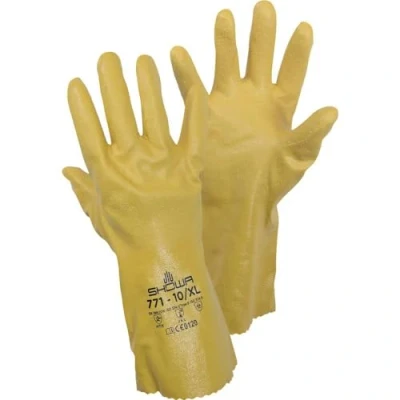 Immagine di Showa 4707 771 Gr. L Maglia di cotone, Poliestere, Nitrile Guanto protezione per prodotti chimici Taglia (Guanti): 9, EN 388:2016, 374 1:2016/ Typ B,