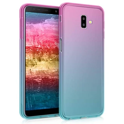 Immagine di kwmobile Custodia Compatibile con Samsung Galaxy J6+ / J6 Plus DUOS Back Cover Anti urto in Morbido Silicone fucsia/blu/trasparente 2 colori