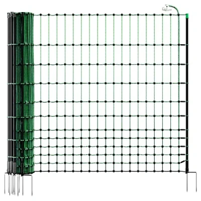 Immagine di VOSS.farming Rete per pollame, recinzioni elettrificabili farmNET 25 m, Altezza 112 cm, a Punta Doppia, 9 Pali, Colore Verde