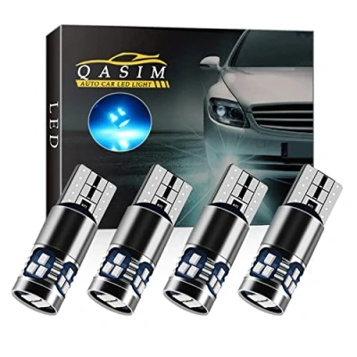 Immagine di Qasim 4x LED T10 W5W Lampadina Senza errori CANBUS Blu ghiaccio Cuneo 168 194 2016 Chip 18SMD per Auto Luce a Cupola Indicatore Posizione Laterale DC9 28V Eteropolarità Costante