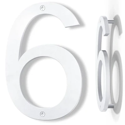 Immagine di Yafimea numero civico esterno moderno bianco, altezza 20 cm, plastica ABS solida, effetto galleggiante 3D (6)