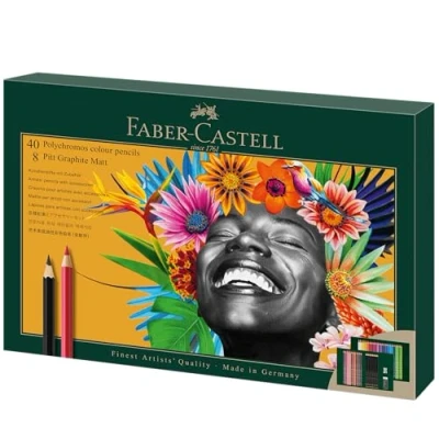 Immagine di Faber Castell 210054 Set da disegno 50 pezzi con matite colorate Polychromos e Pitt Graphite Matt, incl. temperino gomma