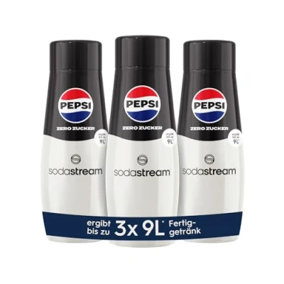 Immagine di SodaStream Sciroppo Pepsi Zero Zucchero 1 flacone produce 9 litri di bevanda pronta, preparato in pochi secondi e sempre fresco, 440 ml