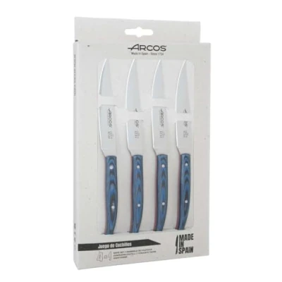 Immagine di Arcos Series Coltelli da Tavolo Set 4 Pezzi (Coltelli Bistecca) Lama Nitrum Acciaio Inox 100 mm Manico Palissandro Colore Blu