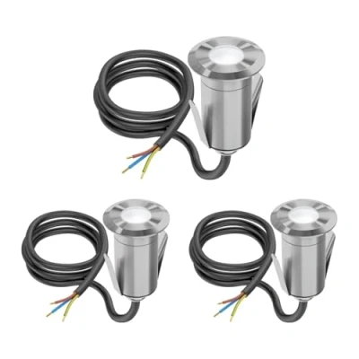 Immagine di ledscom.de 3 pezzi Luce da incasso a pavimento LED GLOX per esterni, IP67, alluminio, rotonda, Ø 33 mm, bianco, opaco