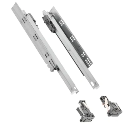 Immagine di GTV Guide 3DFPO Guida Scorrevole, Binario Cassetto per il montaggio inferiore Regolamento 3D Estratto completo Sincronizzazione apertura Carico fino a 35 kg L=450 mm