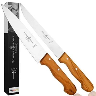 Immagine di Schwertkrone Coltello da carne manico in legno d&#039;ulivo multiuso prosciutto (set di 20 cm)