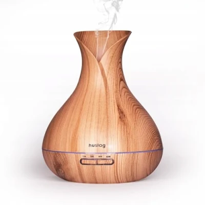 Immagine di Huslog Diffusore a ultrasuoni per aromaterapia RGB con sensore ultrasuoni, venatura del legno