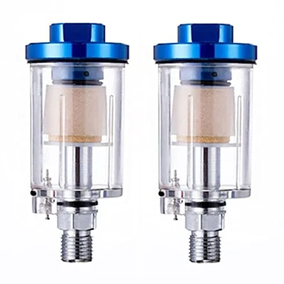 Immagine di ANCLLO 2 pz Separatore d&#039;acqua ad aria compressa da 1/4 pollici, mini filtro dell&#039;aria per pistola Kompressor e altri strumenti pneumatici vernice accessorio blu