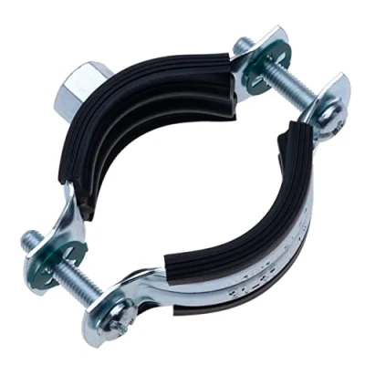 Immagine di 47 52 mm Morsetto per tubi con rivestimento in gomma nera, Clip due parti montaggio a parete M8, Supporto tubi, gancio ad anello diviso, staffa regolabile (2 pezzo)