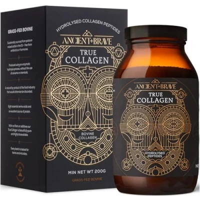 Immagine di Ancient + Brave True Collagen 200g Polvere di Collagene Bovini Alimentati a Erba Peptidi Idrolizzati al 100% (Tipo 1) Anti Invecchiamento, Salute della Pelle, Capelli e Unghie