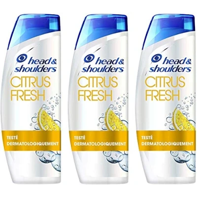 Immagine di Head &amp; Shoulders, Citrus Fresh Shampoo antiforfora, protezione a lunga durata dal prurito, per capelli grassi, profumi di agrumi, confezione da 3 x 500 ml