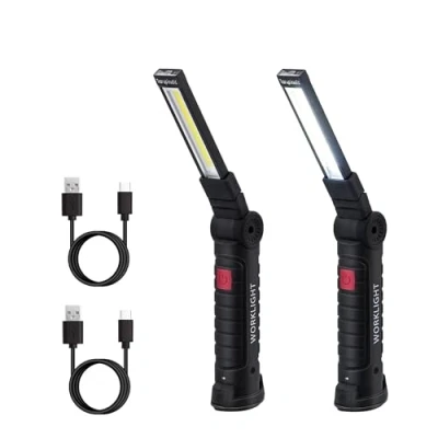 Immagine di Tolesum Ricaricabile Torcia LED Tipo C,Lampada da Lavoro Pieghevole e Magnetica, Usb Cob Lampade Di Ispezione, 5 Modalità Lanterne Per Campeggio Esterna Autofficina Lampada,Riparazione Auto Emergenza