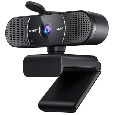 Immagine di EMEET webcam C960 2K, QHD con copriobiettivo e doppio microfono, autofocus TOF, telecamera streaming 76 correzione automatica della luce, per Zoom/Skype/YouTube, Linux, Win10, Mac OS