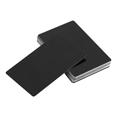 Immagine di 50 pz in metallo biglietti da visita bianco inciso lega di alluminio spessore per il cliente fai te carte 5 colori (opzionale) (Nero)