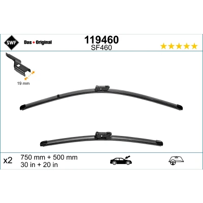Immagine di Spazzola tergi Swf Visioflex, Original Visioflex Set 119460 anteriore Senza telaio FORD: Transit V363 Camion pianale / Telaio, Van