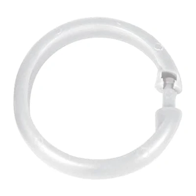 Immagine di WENKO Ganci tenda doccia, set di 12 anelli in solida plastica colore bianco, semplici da aprire e chiudere, realizzazione extra grande, dimensioni: Ø 6 cm ciascuno