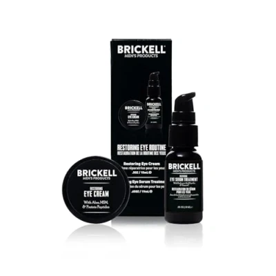Immagine di Brickell Men&#039;s Restoring Eye Routine per uomo, siero gli occhi e crema naturale biologico, senza profumo, set regalo la cura della pelle degli uomini