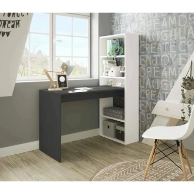 Immagine di Dmora Scrivania Reversibile con libreria a Cinque Ripiani, cm 120 x144x 53h, Colore Bianco e Antracite