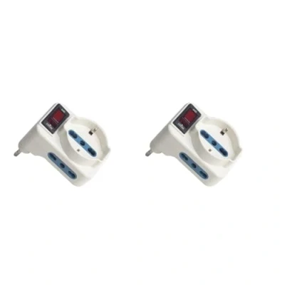 Immagine di LEDLUX 2 Pezzi Adattatore Triplo Con Interruttore Multipresa Spina Prese 2P+T 10/16A Bipasso + 1 Presa Schuko 250V Bianco (Spina Grossa 16A)
