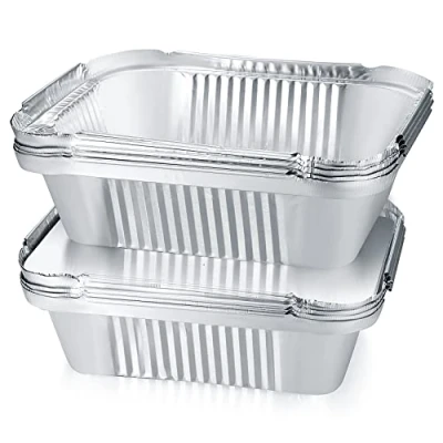 Immagine di 30 Pezzi Teglie Alluminio, Ciotole in Pellicola di Vaschette Vassoio Teglia Contenitori Alluminio con Coperchio per Cuocere, Arrostire, Cucinare 600ml