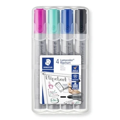 Immagine di STAEDTLER Lumocolor 356 WP4 1 Pennarelli per lavagna a fogli mobili, confezione da 4