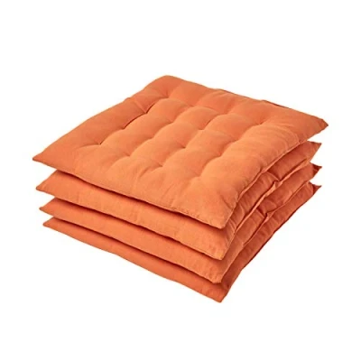 Immagine di HOMESCAPES Set di 4 cuscini per sedie da pranzo, 100% cotone, con cinghie, 40 x cm, colore: arancione bruciato