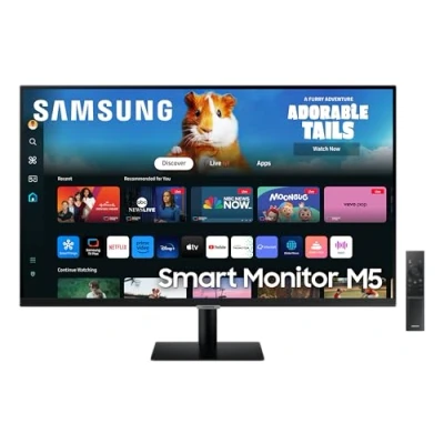 Immagine di Samsung Smart Monitor M5 (S32DM502), Flat 32&#039;&#039;, 1920x1080 (Full HD), Hub con app di streaming, Office 365, Gaming Hub, Speaker integrati, Telecomando, WiFi, HDMI, USB
