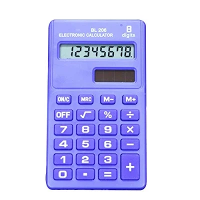 Immagine di Caramella portatile a colori 8 cifre Mini Calcolatrice elettronica Display LCD tascabile di base per studenti Articoli ufficio Blu scuro Molto pratico e popola