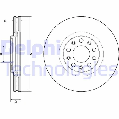 Immagine di DELPHI BG4763C Disco freno 305 28 5 ventilato rivestito non trattato senza cuscinetto ruota, anello sensore ABS JEEP: Compass, Renegade SUV