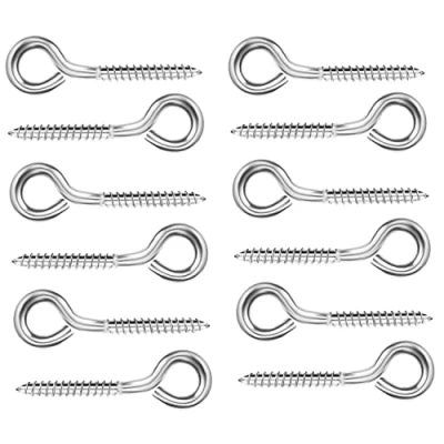 Immagine di BELLE VOUS Vite a Occhiello in Acciaio Inossidabile (Confezione da 12) Viti M6 per Impieghi Gravosi 8 cm Anelli Autofilettanti Metallo Amache, Sedie Dondolo Uso Interno/Esterno