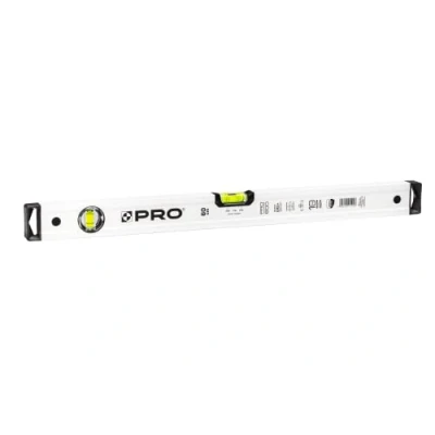 Immagine di PRO600 Livella a bolla 60cm con pendenza del 2% Profilo Ergonomico e Sistema ERS+ (Easy Reading System) precisa Tappi di chiusura antiurto Colore Bianco