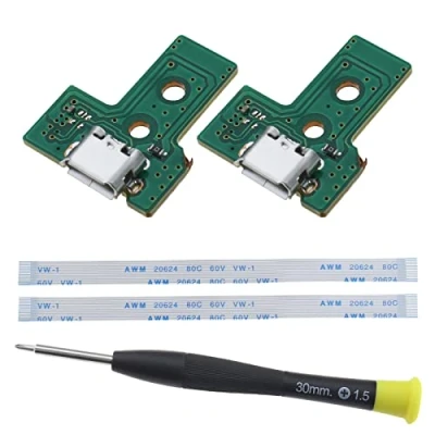 Immagine di EMSea 2 Pezzi Scheda Di Interfaccia Da JDS 030 E Cavo A Nastro 12 Pin Compatibile Con PS4 Pro/Slim Il Gruppo Porta Ricarica Ricambio Per Controller Wireless