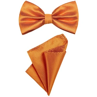 Immagine di DonDon Set da uomo due pezzi con pochette e papillon coordinati regolabili arancione