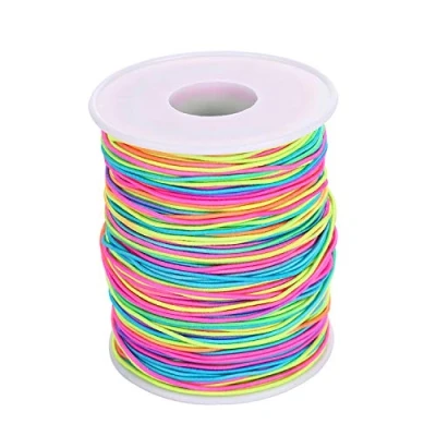 Immagine di VABNEER 100m Filo Elastico, 1mm Cavo Cordoncino per DIY Perline Collana Bracciale (Arcobaleno D&#039;aria, 100m)